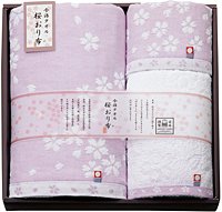 Amazon｜今治タオル 桜おり布 タオルセット パープル IS7640｜タオル